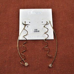 SAMARA Ear Thread Earrings 24K Gold over Sterling 2" long NWT Vintage Photos